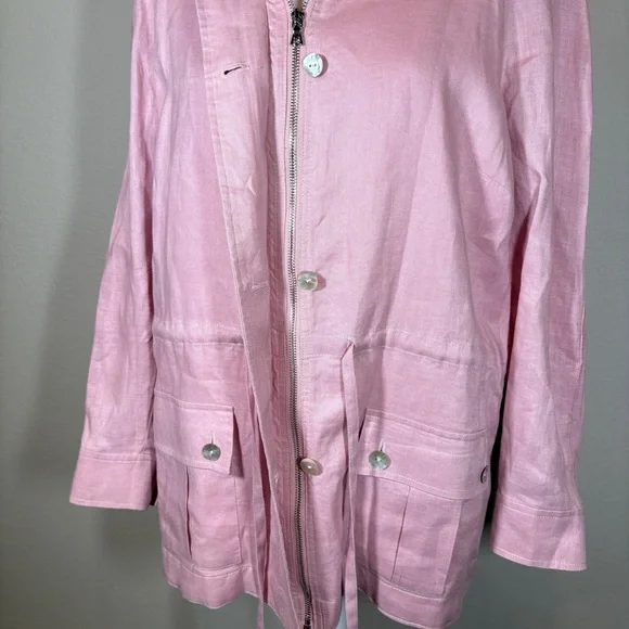 Neiman Marcus Light Pink Linen Utility Jacket Size Medium - Picture 5 of 10